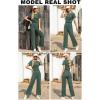 imageHappy Sailed Womens Casual Loose Solid Ribbed Crewneck Short Sleeve Long Romper Stretchy Wide Leg JumpsuitsB Green
