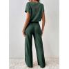 imageHappy Sailed Womens Casual Loose Solid Ribbed Crewneck Short Sleeve Long Romper Stretchy Wide Leg JumpsuitsB Green