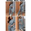 imageHappy Sailed Womens Casual Loose Solid Ribbed Crewneck Short Sleeve Long Romper Stretchy Wide Leg JumpsuitsBlue
