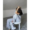 imageHappy Sailed Womens Casual Loose Solid Ribbed Crewneck Short Sleeve Long Romper Stretchy Wide Leg JumpsuitsGrey