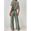 imageHappy Sailed Womens Casual Loose Solid Ribbed Crewneck Short Sleeve Long Romper Stretchy Wide Leg JumpsuitsLight Green