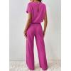 imageHappy Sailed Womens Casual Loose Solid Ribbed Crewneck Short Sleeve Long Romper Stretchy Wide Leg JumpsuitsPink