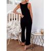 imageHappy Sailed Womens Casual Sleeveless Front Button Loose Jumpsuits Stretchy Knit Jumpers Long Pants Romper with PocketsB Black