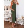 imageHappy Sailed Womens Casual Sleeveless Front Button Loose Jumpsuits Stretchy Knit Jumpers Long Pants Romper with PocketsB Green