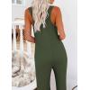 imageHappy Sailed Womens Casual Sleeveless Front Button Loose Jumpsuits Stretchy Knit Jumpers Long Pants Romper with PocketsB Green