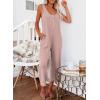 imageHappy Sailed Womens Casual Sleeveless Front Button Loose Jumpsuits Stretchy Knit Jumpers Long Pants Romper with PocketsB Pink 1