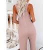 imageHappy Sailed Womens Casual Sleeveless Front Button Loose Jumpsuits Stretchy Knit Jumpers Long Pants Romper with PocketsB Pink 1