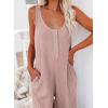 imageHappy Sailed Womens Casual Sleeveless Front Button Loose Jumpsuits Stretchy Knit Jumpers Long Pants Romper with PocketsB Pink 1