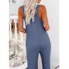 imageHappy Sailed Womens Casual Sleeveless Front Button Loose Jumpsuits Stretchy Knit Jumpers Long Pants Romper with PocketsB Sky Blue