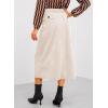 imageHappy Sailed Womens Corduroy Skirts Casual Dressy High Waist A Line Split Midi Skirt with PocketsApricot