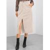 imageHappy Sailed Womens Corduroy Skirts Casual Dressy High Waist A Line Split Midi Skirt with PocketsApricot