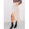 imageHappy Sailed Womens Corduroy Skirts Casual Dressy High Waist A Line Split Midi Skirt with PocketsApricot