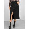 imageHappy Sailed Womens Corduroy Skirts Casual Dressy High Waist A Line Split Midi Skirt with PocketsBlack