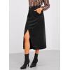 imageHappy Sailed Womens Corduroy Skirts Casual Dressy High Waist A Line Split Midi Skirt with PocketsBlack