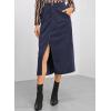 imageHappy Sailed Womens Corduroy Skirts Casual Dressy High Waist A Line Split Midi Skirt with PocketsBlue