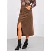 imageHappy Sailed Womens Corduroy Skirts Casual Dressy High Waist A Line Split Midi Skirt with PocketsBrown