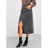 imageHappy Sailed Womens Corduroy Skirts Casual Dressy High Waist A Line Split Midi Skirt with PocketsGrey