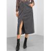 imageHappy Sailed Womens Corduroy Skirts Casual Dressy High Waist A Line Split Midi Skirt with PocketsGrey