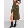 imageHappy Sailed Womens Corduroy Skirts Casual Dressy High Waist A Line Split Midi Skirt with PocketsJungle Green