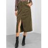imageHappy Sailed Womens Corduroy Skirts Casual Dressy High Waist A Line Split Midi Skirt with PocketsJungle Green