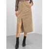 imageHappy Sailed Womens Corduroy Skirts Casual Dressy High Waist A Line Split Midi Skirt with PocketsKhaki