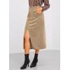 imageHappy Sailed Womens Corduroy Skirts Casual Dressy High Waist A Line Split Midi Skirt with PocketsKhaki