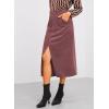 imageHappy Sailed Womens Corduroy Skirts Casual Dressy High Waist A Line Split Midi Skirt with PocketsPink Purple
