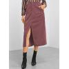 imageHappy Sailed Womens Corduroy Skirts Casual Dressy High Waist A Line Split Midi Skirt with PocketsPink Purple