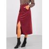 imageHappy Sailed Womens Corduroy Skirts Casual Dressy High Waist A Line Split Midi Skirt with PocketsRed