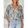 imageHappy Sailed Womens Dressy Casual Blouses Spring Summer 34 Sleeve V Neck Paisley Print Tops Ladies Business Work ShirtsBlack