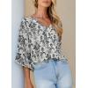 imageHappy Sailed Womens Dressy Casual Blouses Spring Summer 34 Sleeve V Neck Paisley Print Tops Ladies Business Work ShirtsBlack