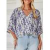 imageHappy Sailed Womens Dressy Casual Blouses Spring Summer 34 Sleeve V Neck Paisley Print Tops Ladies Business Work ShirtsBlue