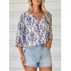 imageHappy Sailed Womens Dressy Casual Blouses Spring Summer 34 Sleeve V Neck Paisley Print Tops Ladies Business Work ShirtsBlue