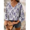imageHappy Sailed Womens Dressy Casual Blouses Spring Summer 34 Sleeve V Neck Paisley Print Tops Ladies Business Work ShirtsBlue