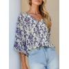 imageHappy Sailed Womens Dressy Casual Blouses Spring Summer 34 Sleeve V Neck Paisley Print Tops Ladies Business Work ShirtsBlue
