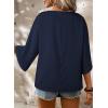 imageHappy Sailed Womens Dressy Casual Blouses Spring Summer 34 Sleeve V Neck Paisley Print Tops Ladies Business Work ShirtsNavy Blue