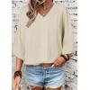 imageHappy Sailed Womens Dressy Casual Blouses Spring Summer 34 Sleeve V Neck Paisley Print Tops Ladies Business Work ShirtsOatmeal