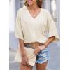 imageHappy Sailed Womens Dressy Casual Blouses Spring Summer 34 Sleeve V Neck Paisley Print Tops Ladies Business Work ShirtsOatmeal