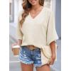 imageHappy Sailed Womens Dressy Casual Blouses Spring Summer 34 Sleeve V Neck Paisley Print Tops Ladies Business Work ShirtsOatmeal