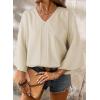 imageHappy Sailed Womens Dressy Casual Blouses Spring Summer 34 Sleeve V Neck Paisley Print Tops Ladies Business Work ShirtsOatmeal