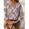 imageHappy Sailed Womens Dressy Casual Blouses Spring Summer 34 Sleeve V Neck Paisley Print Tops Ladies Business Work ShirtsRed
