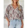 imageHappy Sailed Womens Dressy Casual Blouses Spring Summer 34 Sleeve V Neck Paisley Print Tops Ladies Business Work ShirtsRed