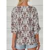 imageHappy Sailed Womens Dressy Casual Blouses Spring Summer 34 Sleeve V Neck Paisley Print Tops Ladies Business Work ShirtsRed