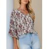 imageHappy Sailed Womens Dressy Casual Blouses Spring Summer 34 Sleeve V Neck Paisley Print Tops Ladies Business Work ShirtsRed