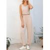 imageHappy Sailed Womens Jumpsuit Casual Crew Neck Sleeveless Jumpsuits High Waist Long Pant Rompers with PocketsApricot