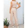 imageHappy Sailed Womens Jumpsuit Casual Crew Neck Sleeveless Jumpsuits High Waist Long Pant Rompers with PocketsApricot