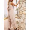imageHappy Sailed Womens Jumpsuit Casual Crew Neck Sleeveless Jumpsuits High Waist Long Pant Rompers with PocketsApricot