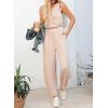 imageHappy Sailed Womens Jumpsuit Casual Crew Neck Sleeveless Jumpsuits High Waist Long Pant Rompers with PocketsApricot