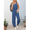 imageHappy Sailed Womens Jumpsuit Casual Crew Neck Sleeveless Jumpsuits High Waist Long Pant Rompers with PocketsBlue