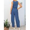 imageHappy Sailed Womens Jumpsuit Casual Crew Neck Sleeveless Jumpsuits High Waist Long Pant Rompers with PocketsBlue